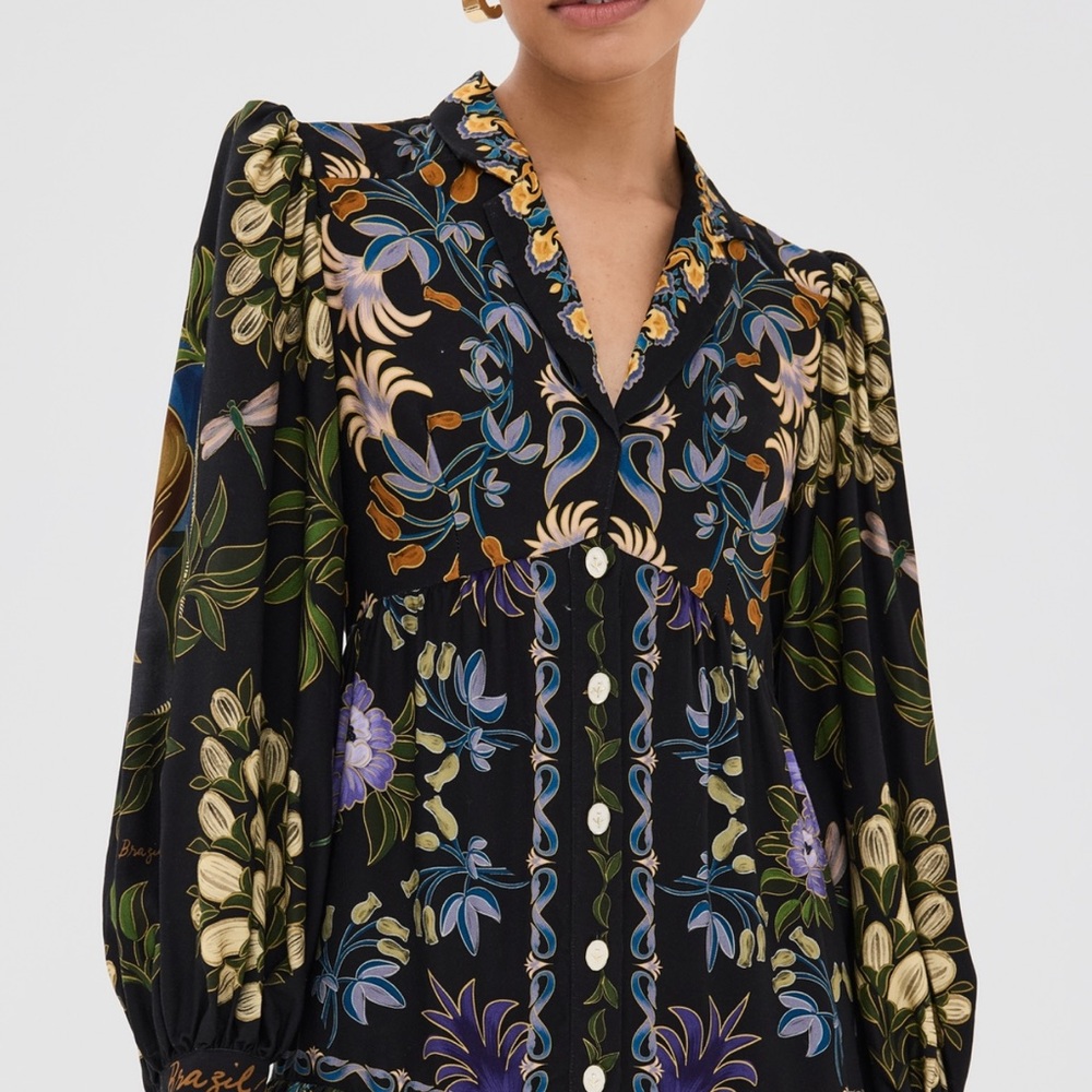 FARM Rio Floral Mini Dress - Black and Multicolor